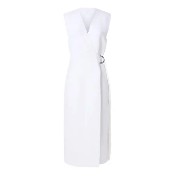 Ted Baker White Wrap Midi Dress Size 4 Suiting Career Professional Designer $575